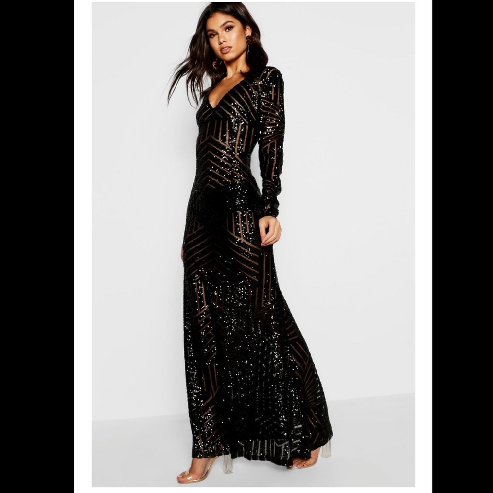 Black dream chasing sequins maxi dress